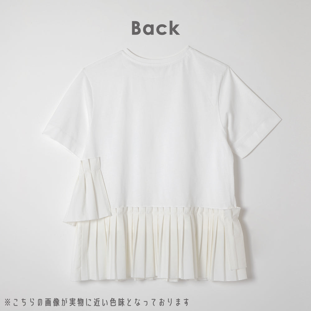 【Ladies】プリーツドッキングTシャツ