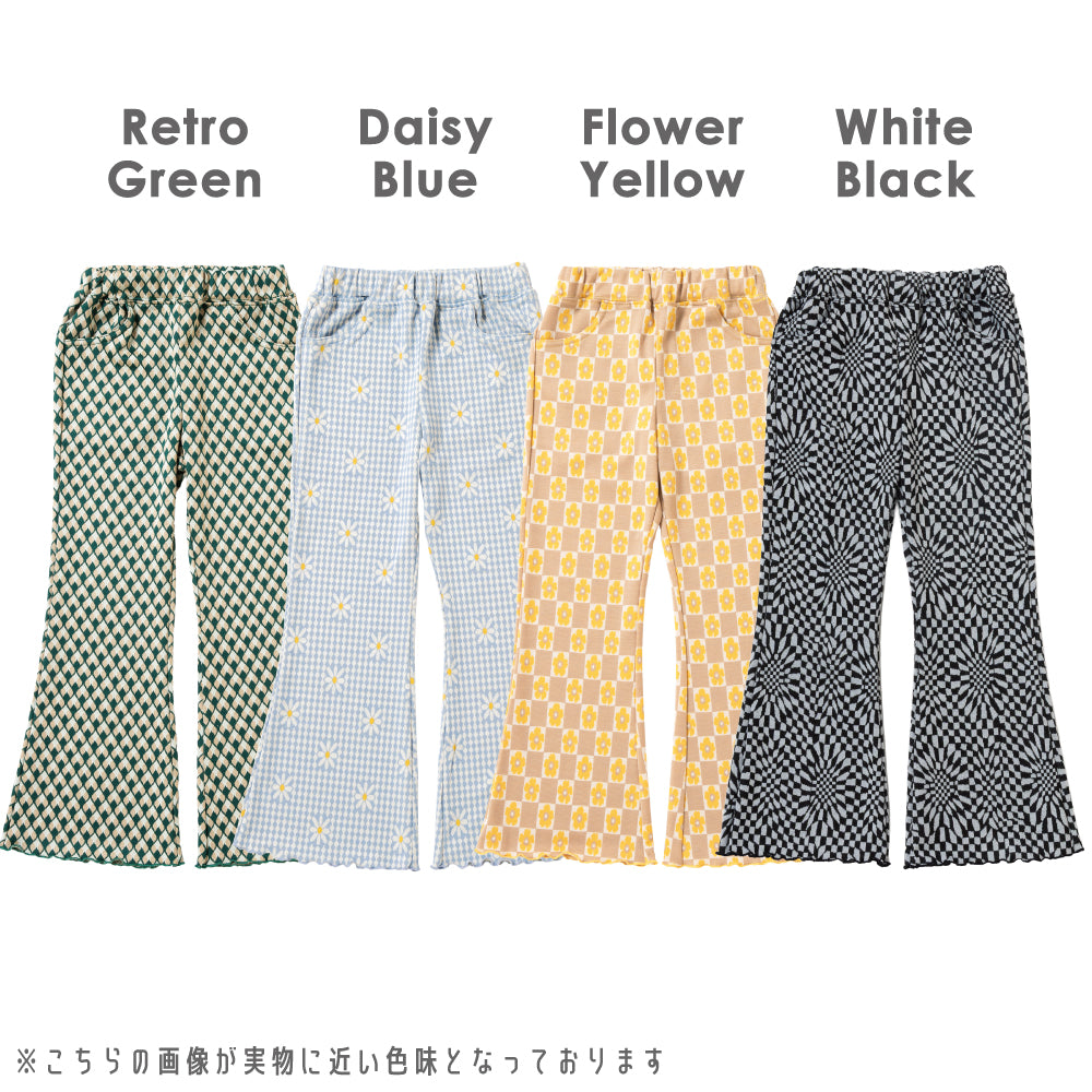 総柄ジャガード フレアパンツ