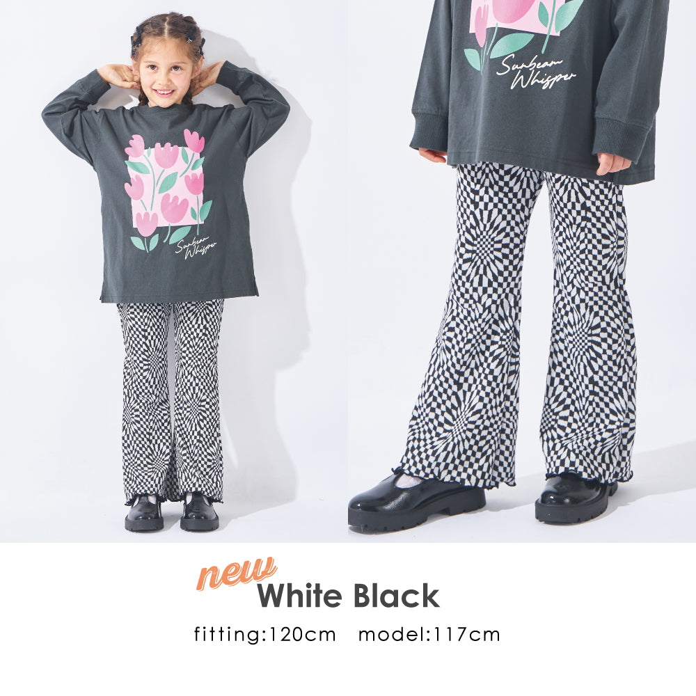 総柄ジャガード フレアパンツ