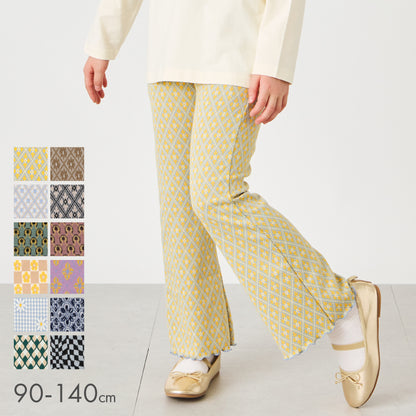 総柄ジャガード フレアパンツ