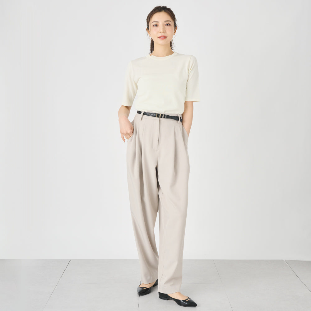 【Ladies】５分袖 シアー ニットTシャツ