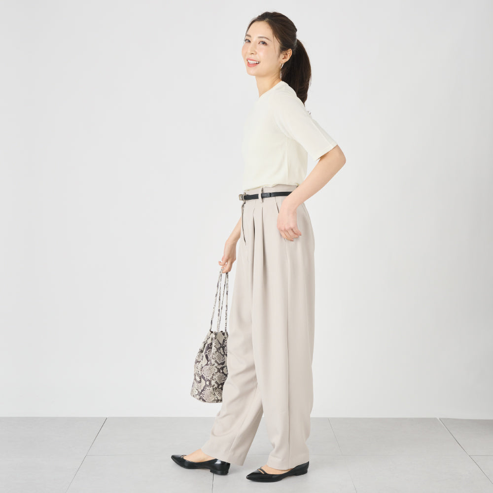 【Ladies】５分袖 シアー ニットTシャツ