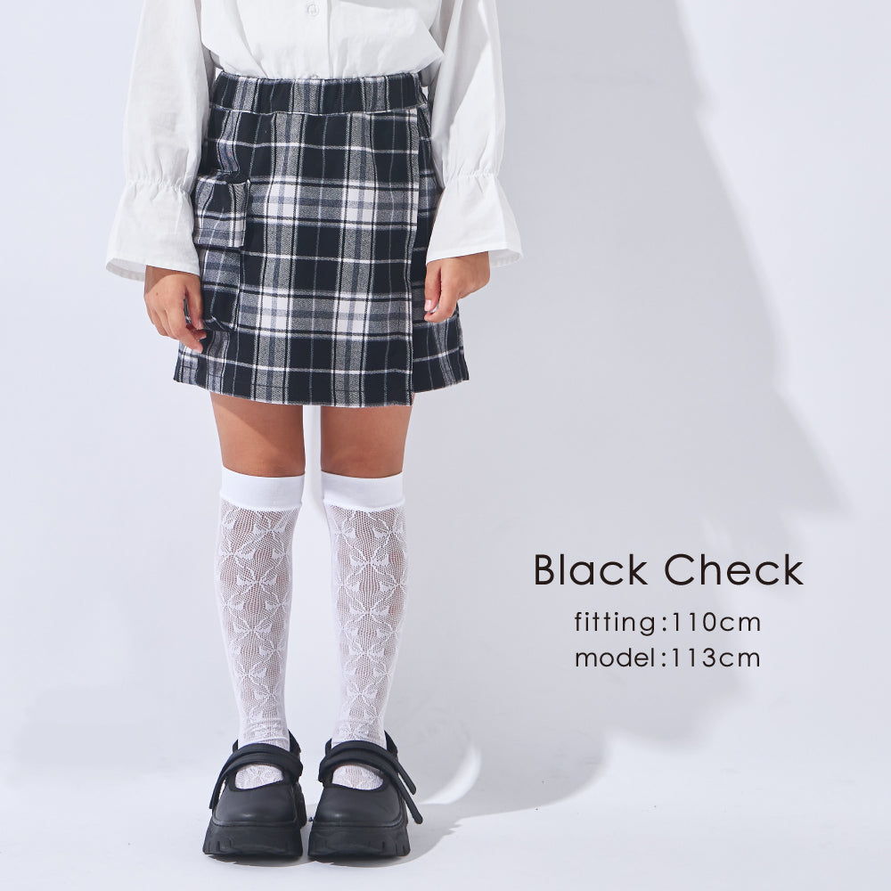 【春割】チェック柄ラップキュロット
