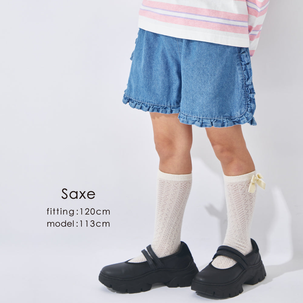 デニム フリル ショートパンツ