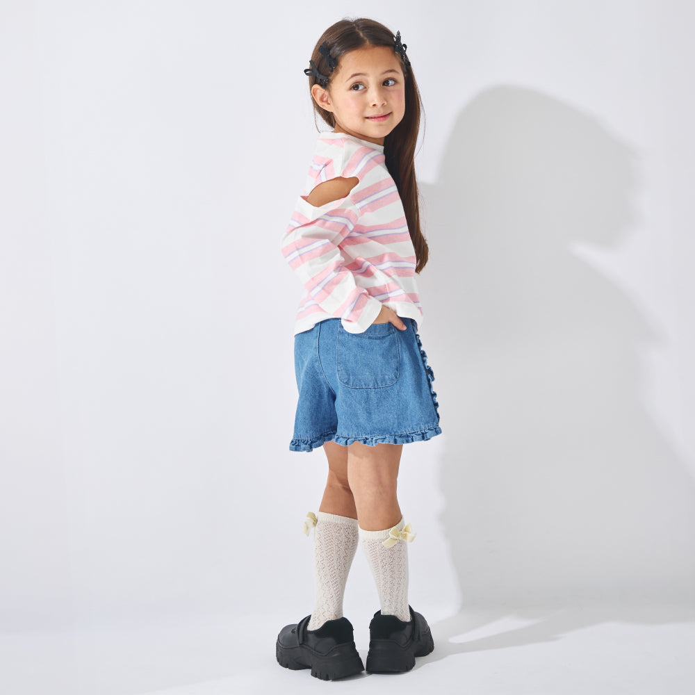 デニム フリル ショートパンツ