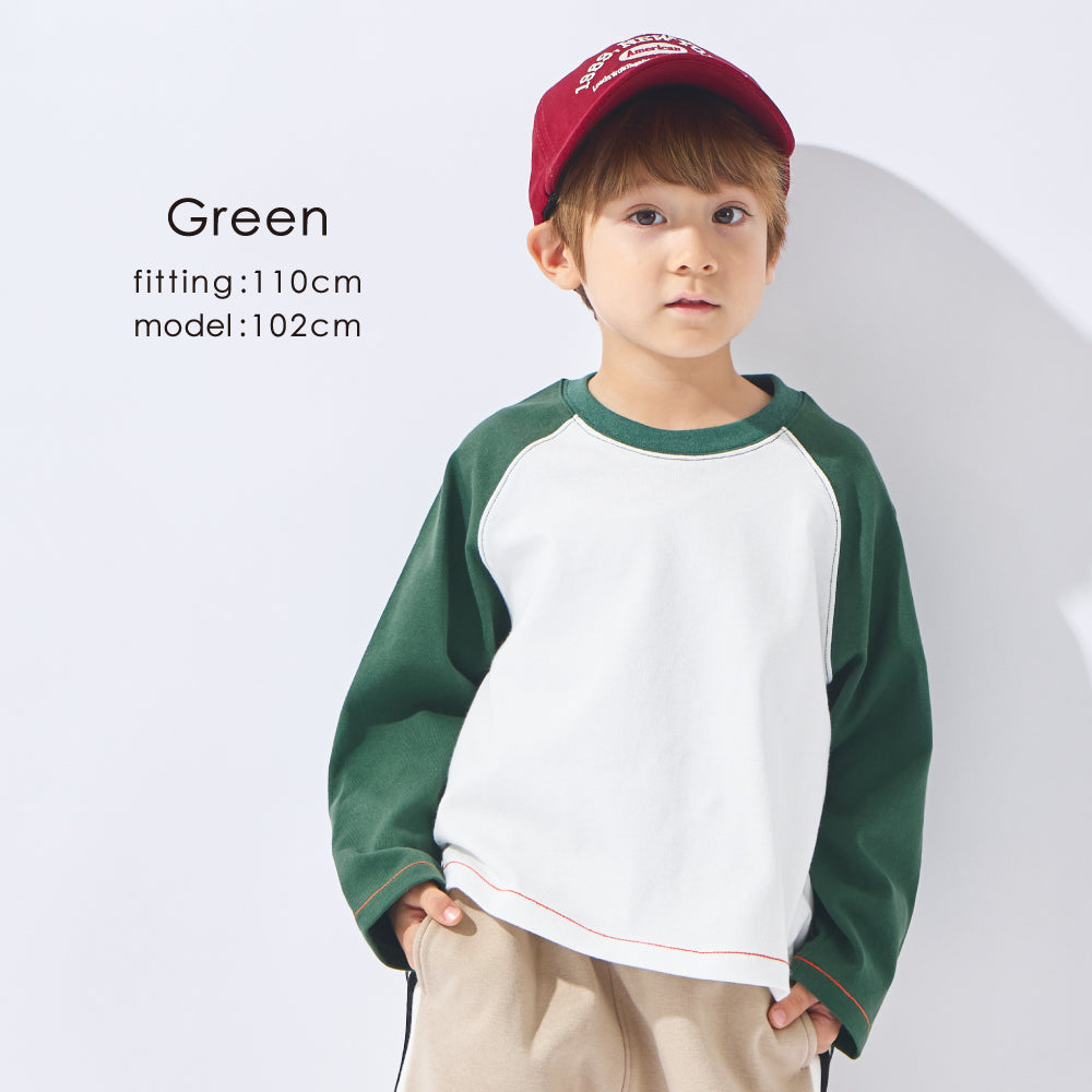 配色が映える ラグラン長袖Tシャツ