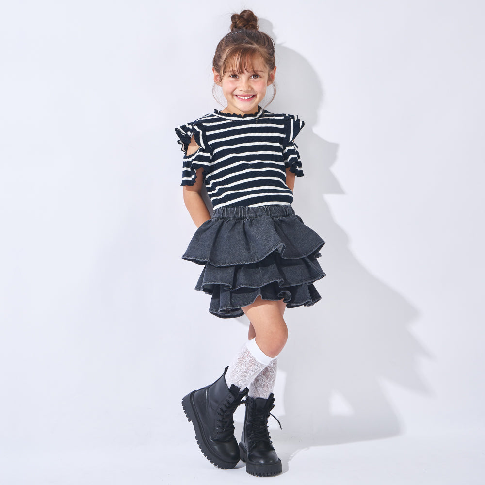 【2026年 春新作】デニム フリル キュロット