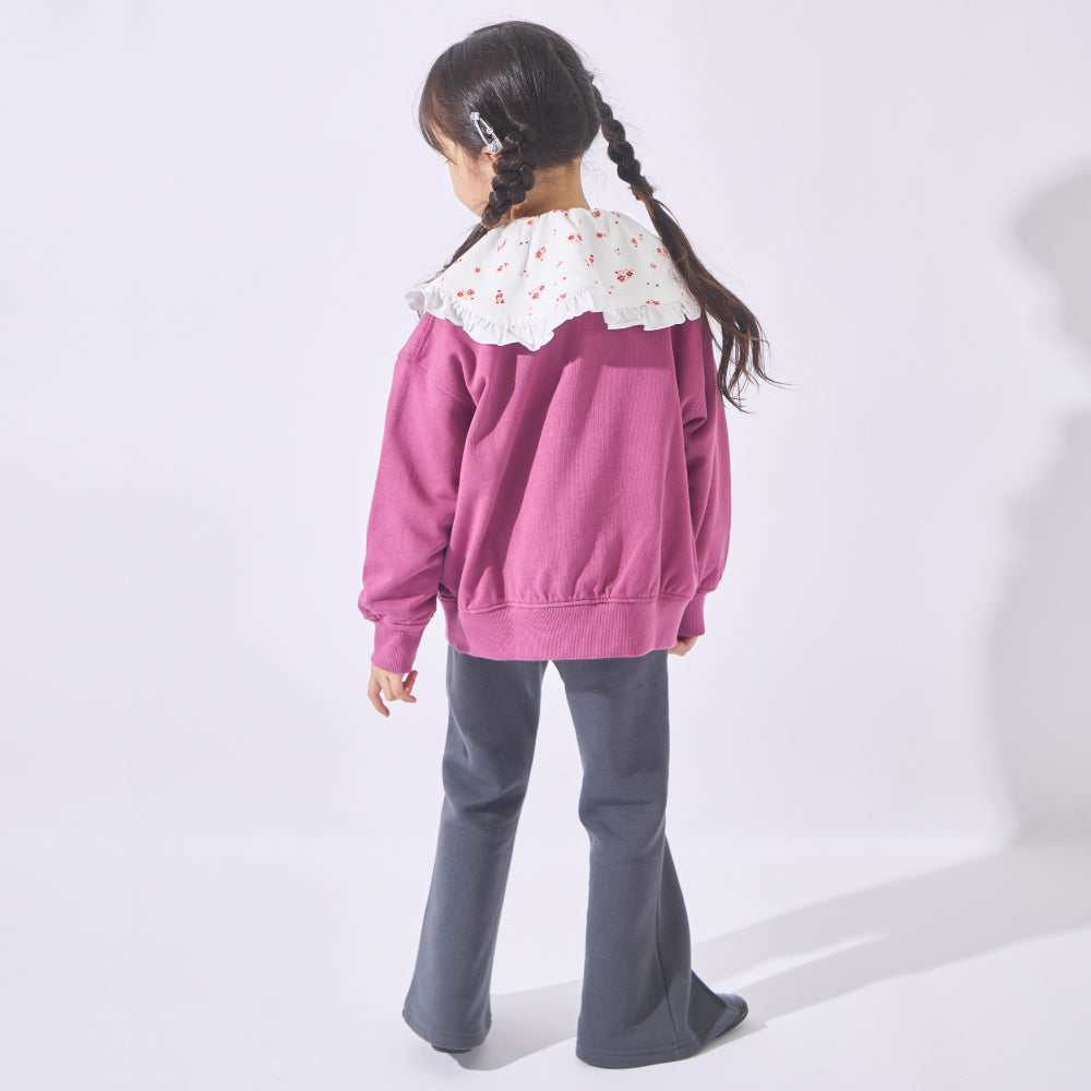 【かるぽか】美脚見え 裾スリット裏起毛フレアパンツ
