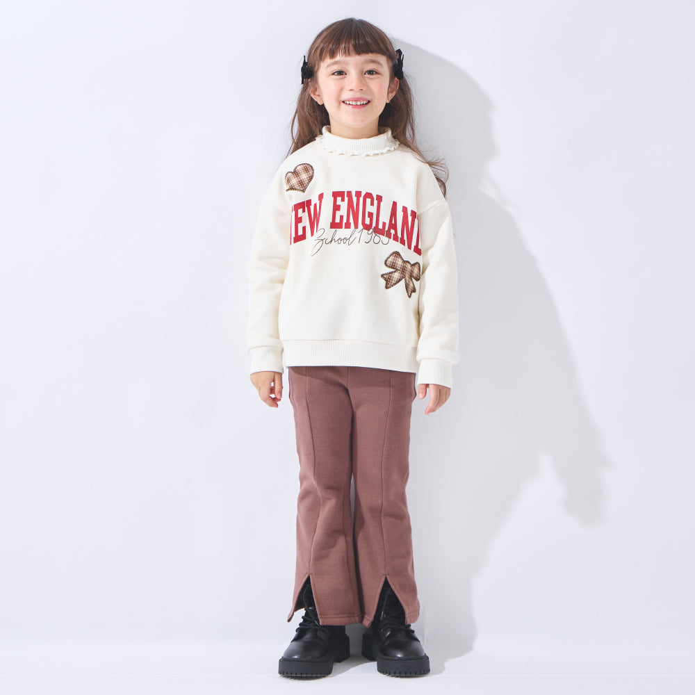 裏起毛 アップリケ プルオーバー