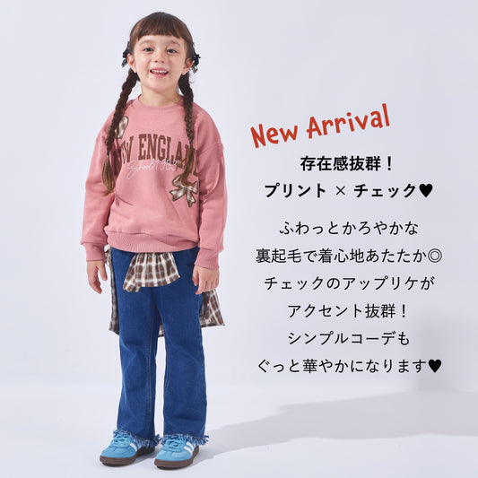 裏起毛 アップリケ プルオーバー