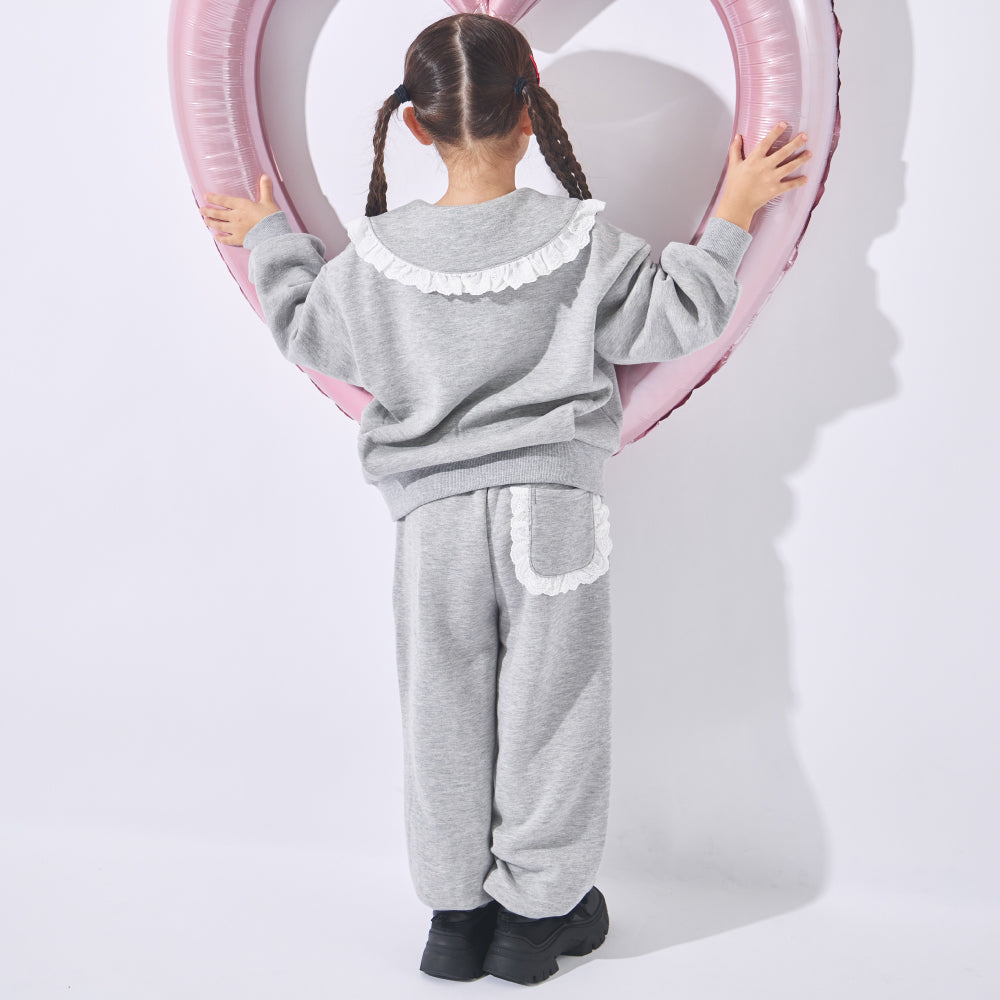 【かるぽか】レースラインがかわいいジョガーパンツ