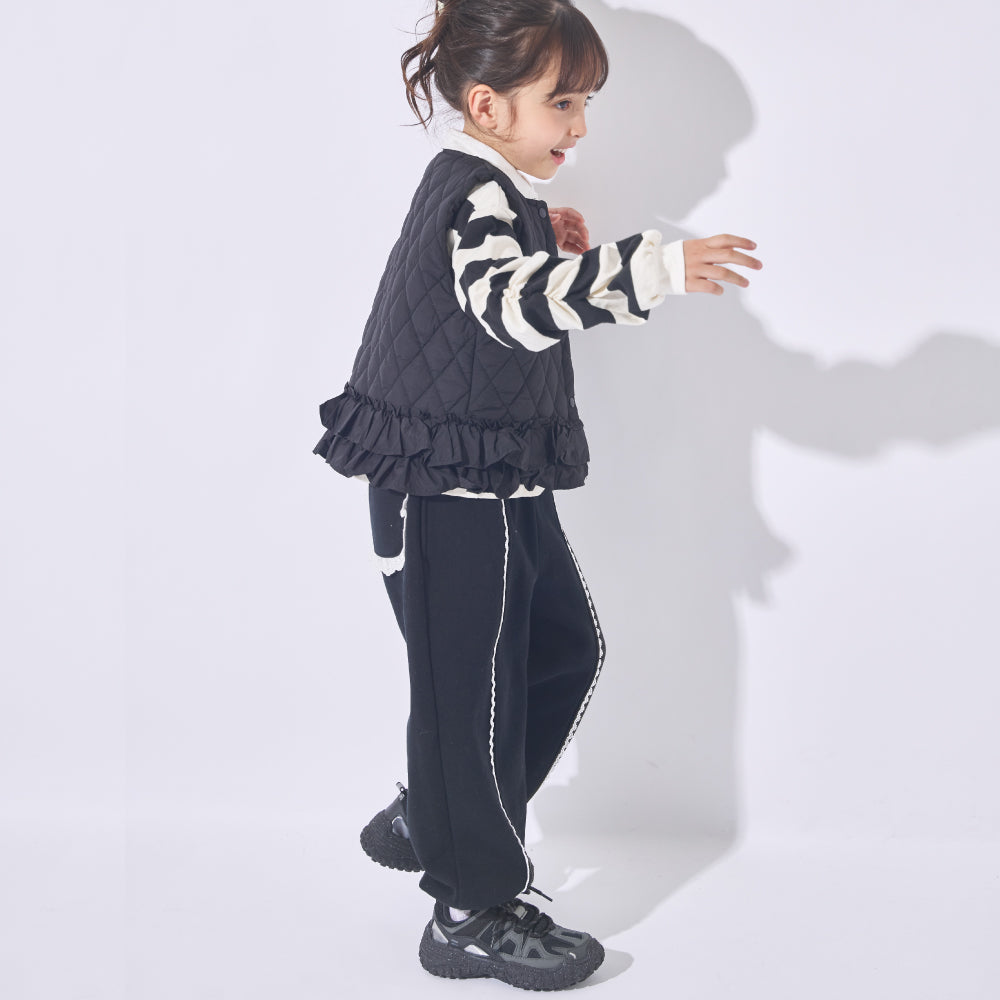 【かるぽか】レースラインがかわいいジョガーパンツ