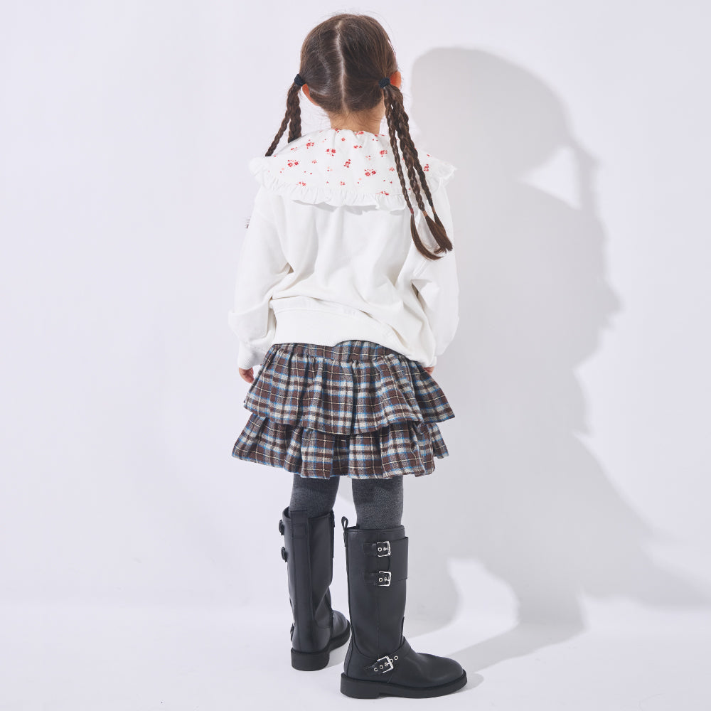 チェック柄ティアードパンツインスカート