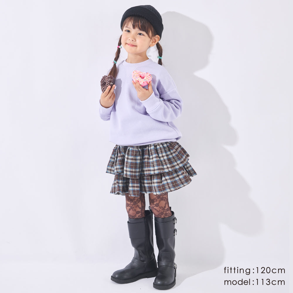 チェック柄ティアードパンツインスカート