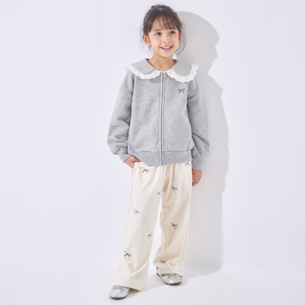 【かるぽか】襟フリルがきゅん 裏起毛ジップアップ 商品画像2