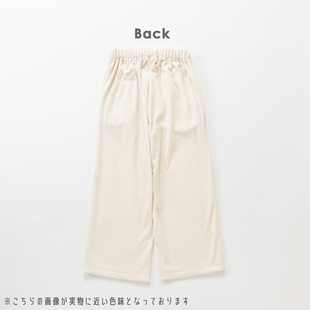 【ぬくコル】甘さをひとさじ リボン刺繍パンツ