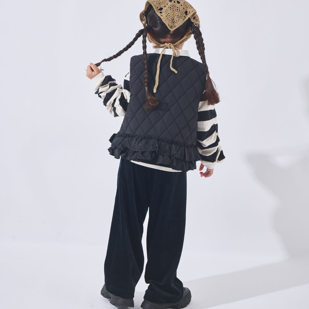 【ぬくコル】甘さをひとさじ リボン刺繍パンツ