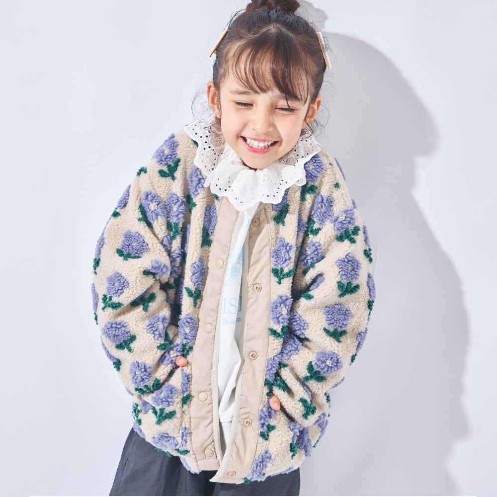 【予約商品】軽くてあったか レトロフラワーボアジャケット