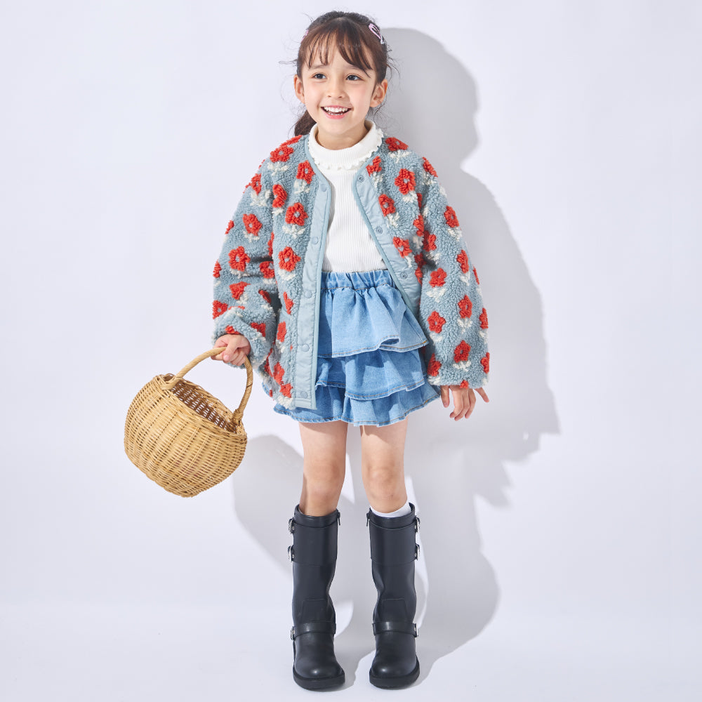 【予約商品】軽くてあったか レトロフラワーボアジャケット