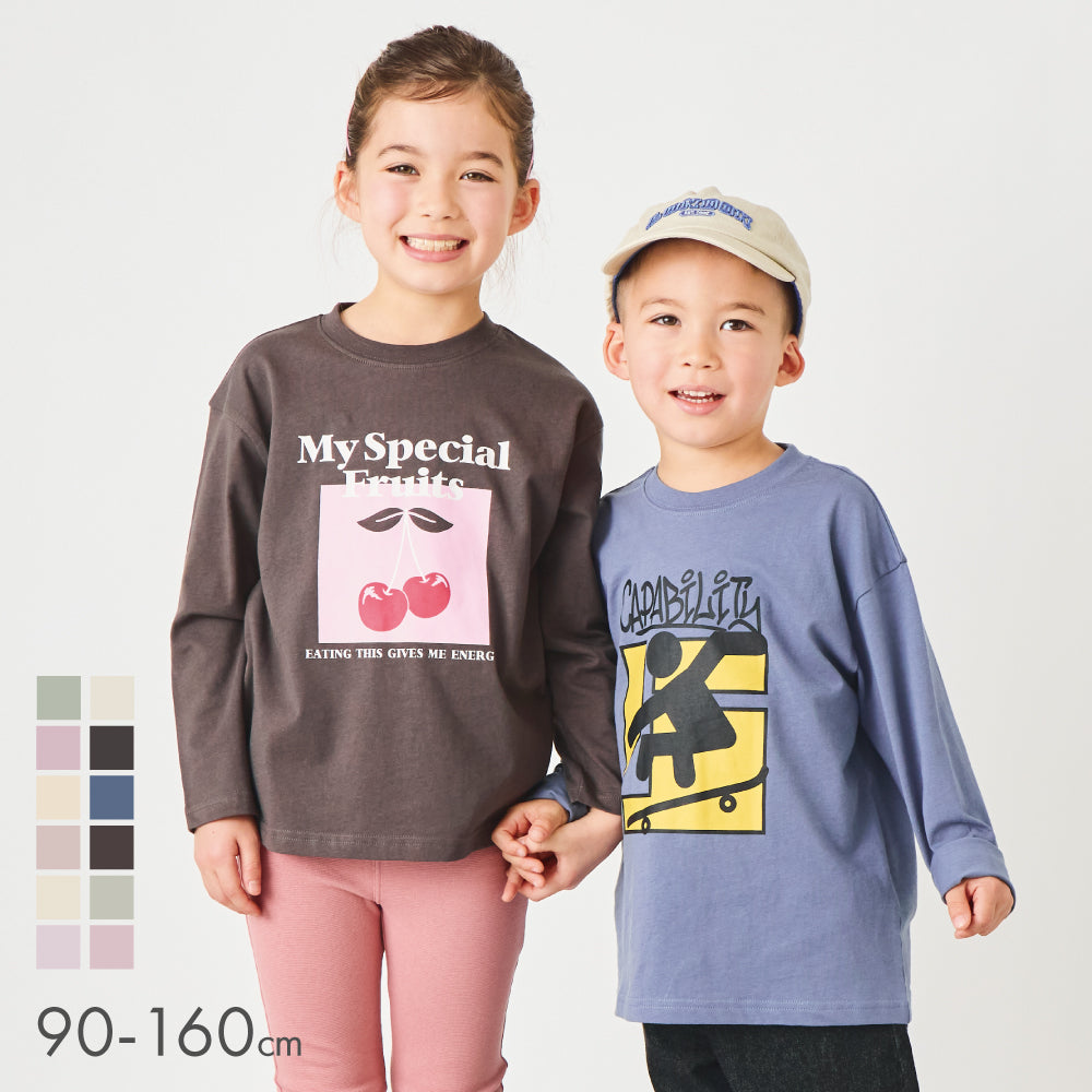 プリント長袖Tシャツ