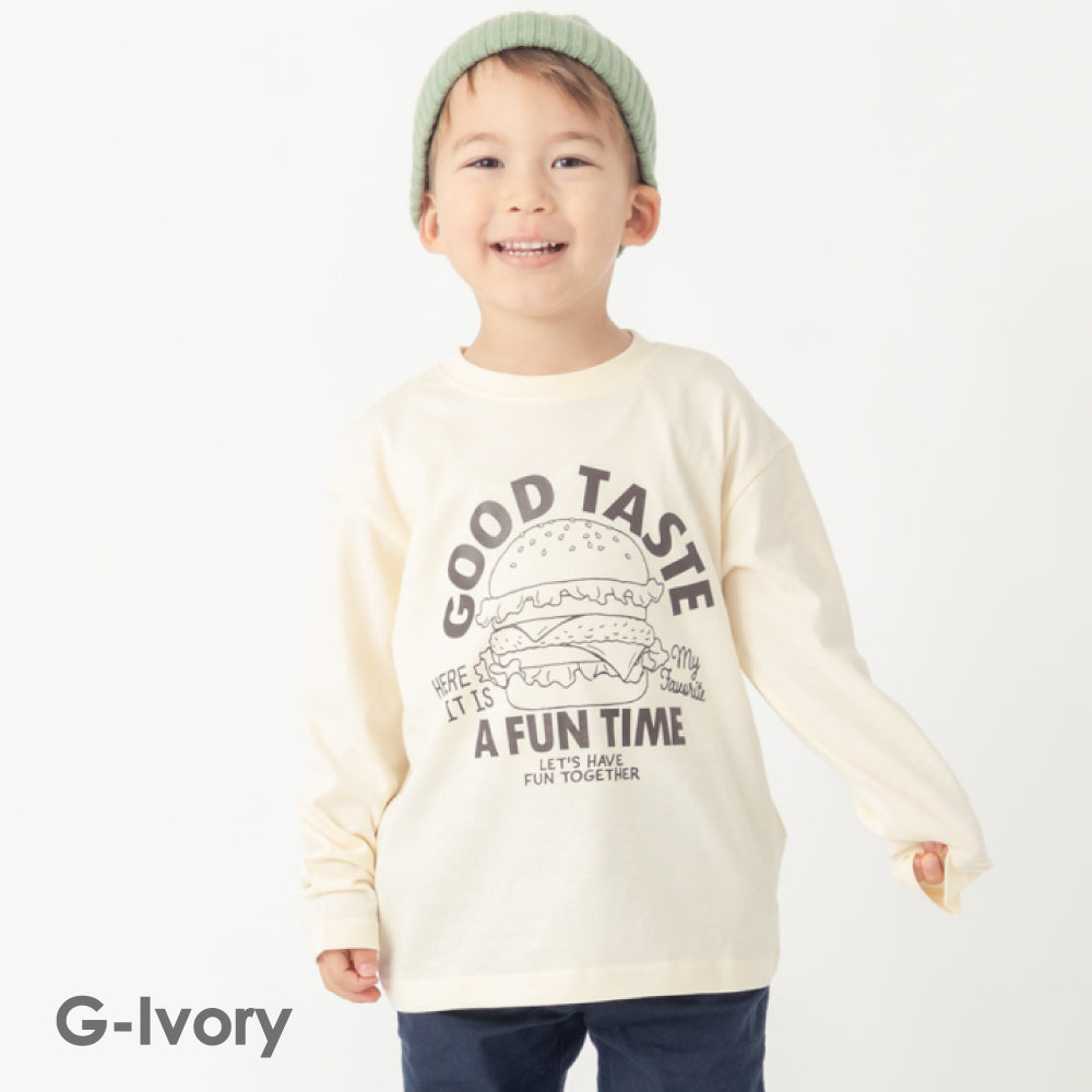 プリント長袖Tシャツ