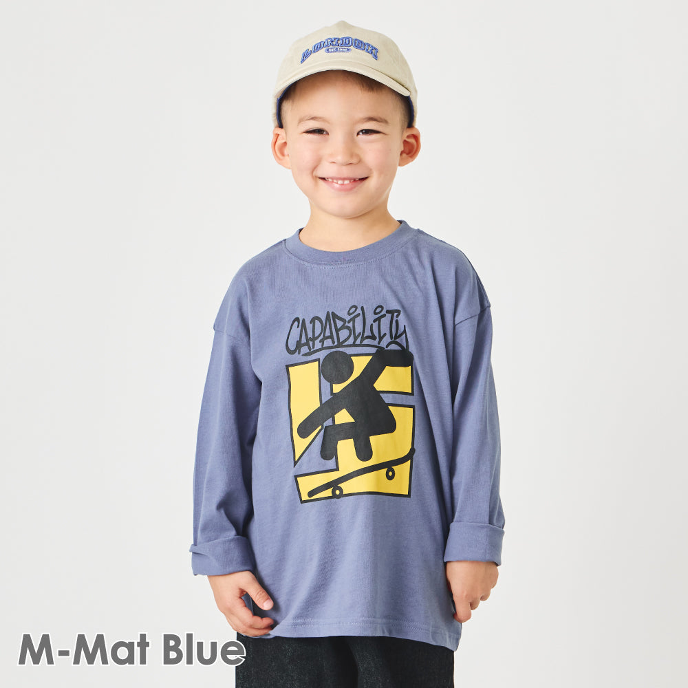 プリント長袖Tシャツ