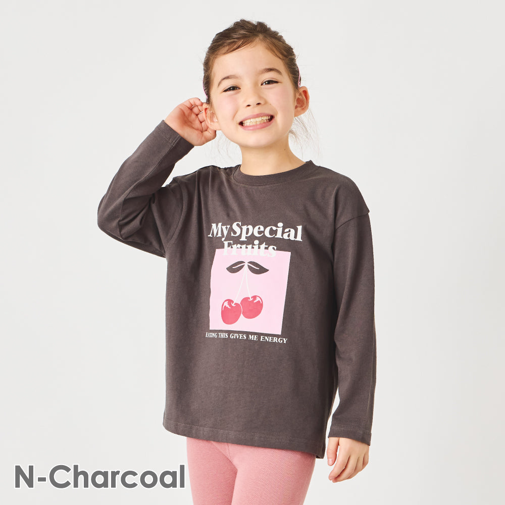 プリント長袖Tシャツ