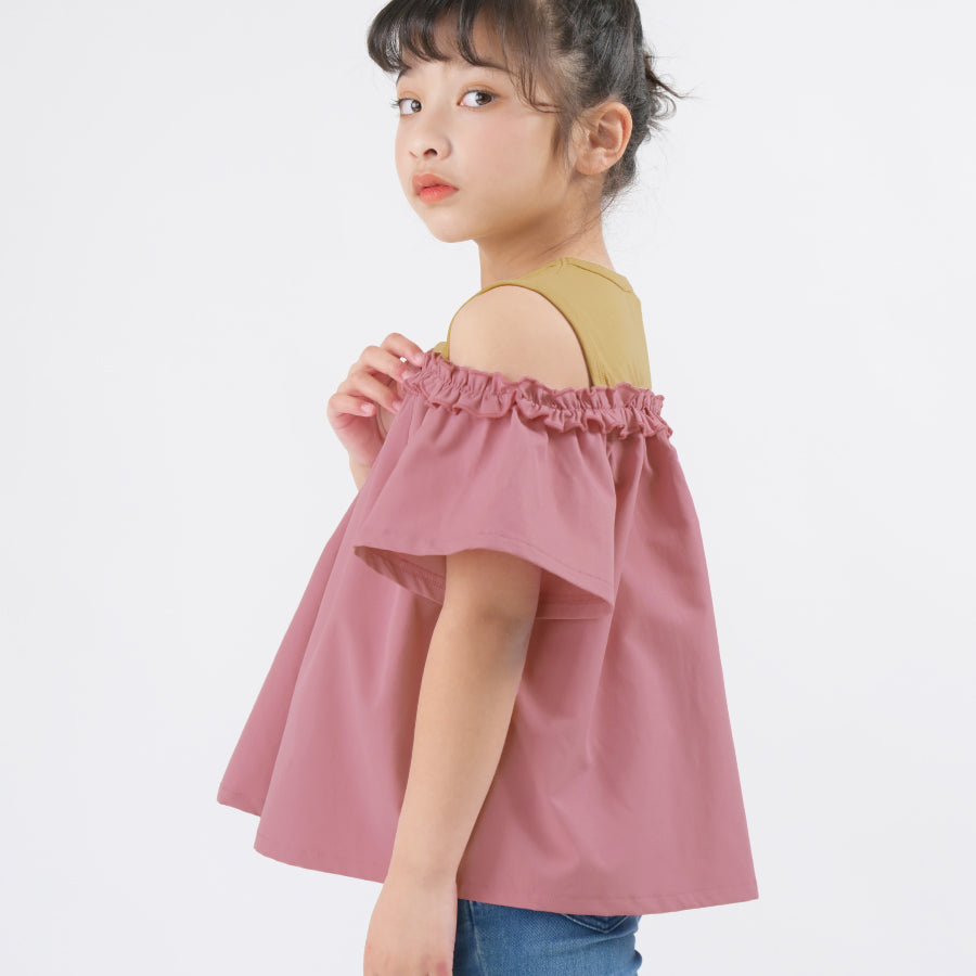 【OUTLET SALE】オフショル袖フレアフリルトップス