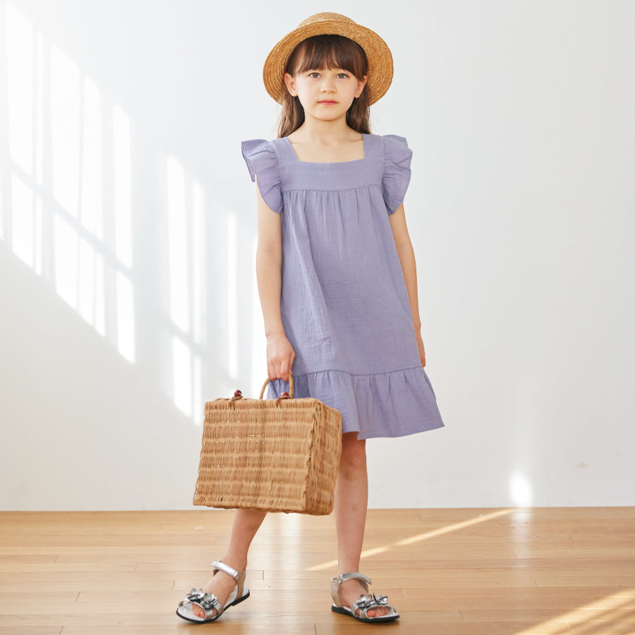 コットンガーゼ フリルワンピース／ 子供服 子ども服 こども服 キッズ